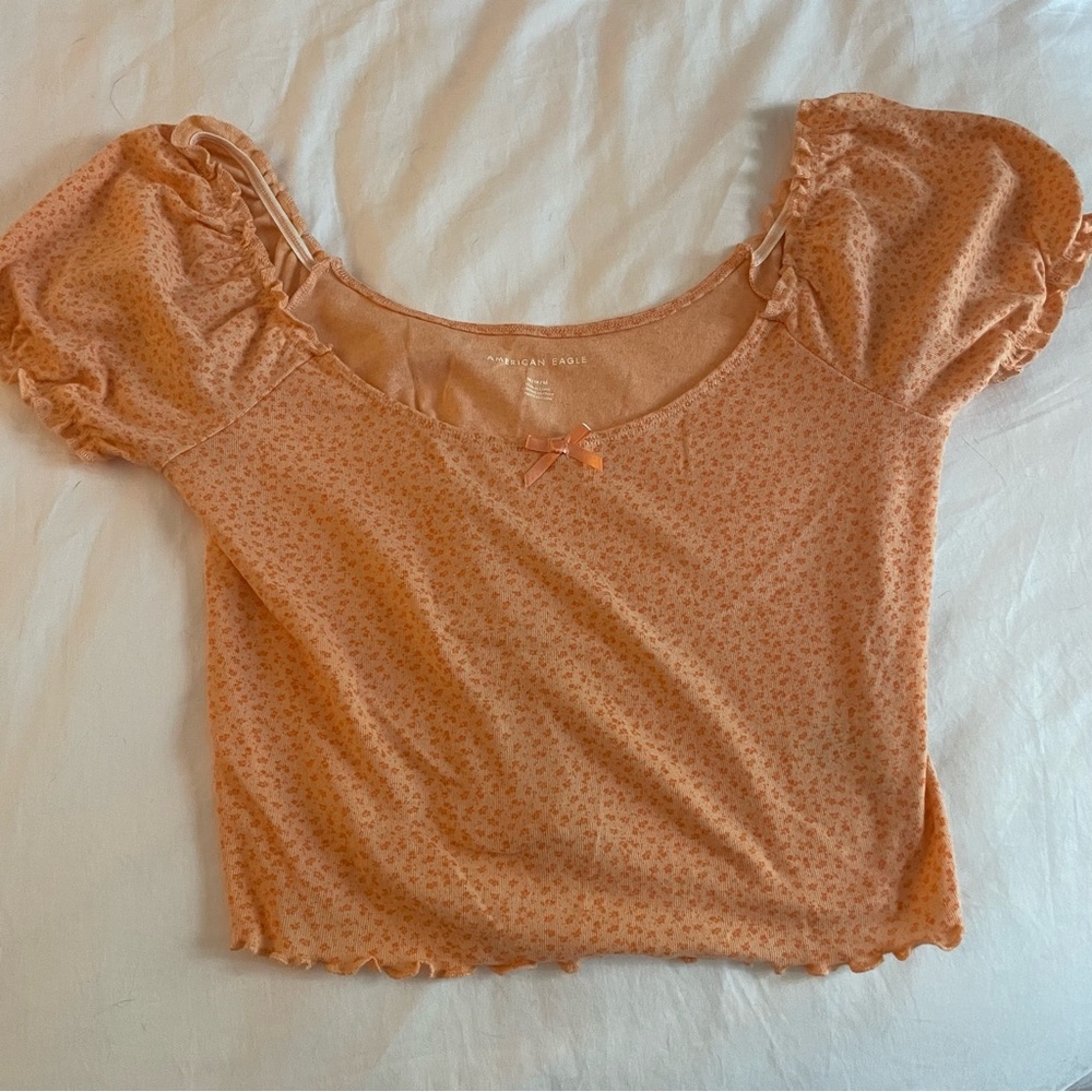 Orange floral crop top
